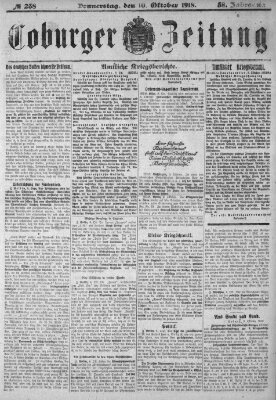 Coburger Zeitung Donnerstag 10. Oktober 1918