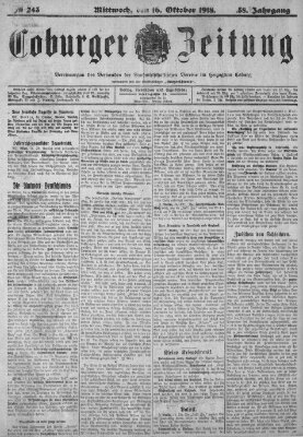 Coburger Zeitung Mittwoch 16. Oktober 1918