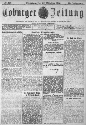 Coburger Zeitung Dienstag 22. Oktober 1918