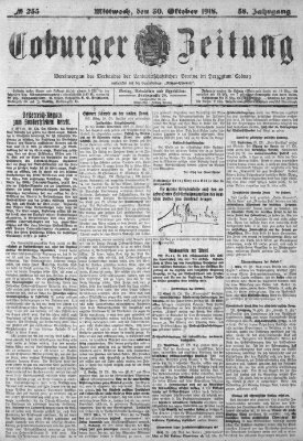 Coburger Zeitung Mittwoch 30. Oktober 1918