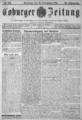 Coburger Zeitung Sonntag 10. November 1918