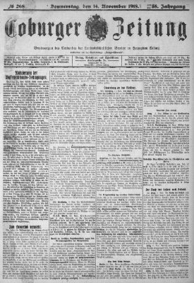 Coburger Zeitung Donnerstag 14. November 1918