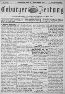 Coburger Zeitung Dienstag 19. November 1918