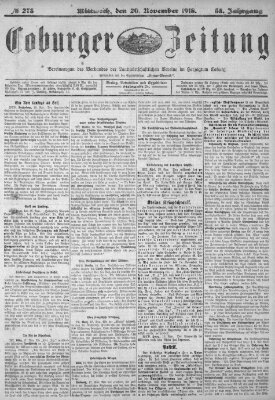 Coburger Zeitung Mittwoch 20. November 1918