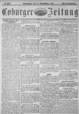 Coburger Zeitung Sonntag 1. Dezember 1918