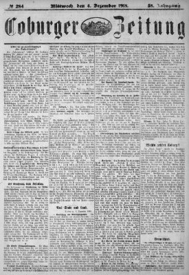 Coburger Zeitung Mittwoch 4. Dezember 1918