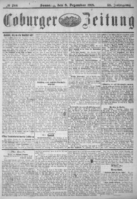 Coburger Zeitung Sonntag 8. Dezember 1918