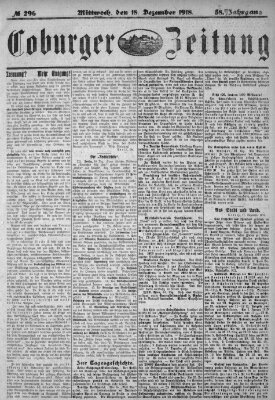 Coburger Zeitung Mittwoch 18. Dezember 1918