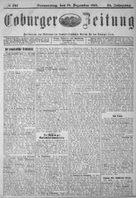 Coburger Zeitung Donnerstag 19. Dezember 1918