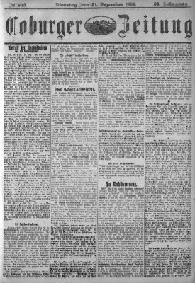 Coburger Zeitung Dienstag 31. Dezember 1918