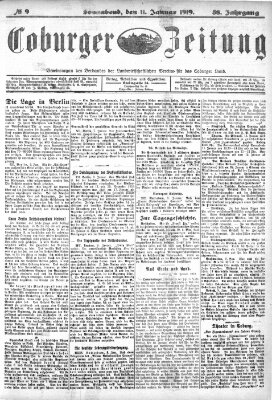 Coburger Zeitung Samstag 11. Januar 1919