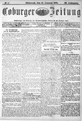 Coburger Zeitung Mittwoch 15. Januar 1919