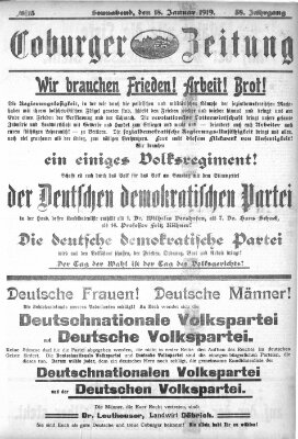 Coburger Zeitung Samstag 18. Januar 1919