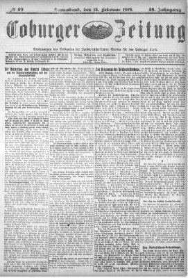 Coburger Zeitung Samstag 15. Februar 1919