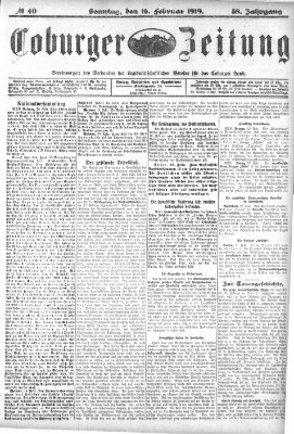 Coburger Zeitung Sonntag 16. Februar 1919