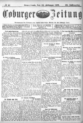 Coburger Zeitung Samstag 22. Februar 1919