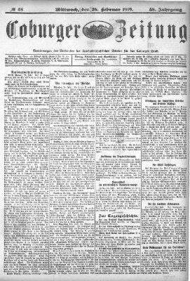 Coburger Zeitung Mittwoch 26. Februar 1919