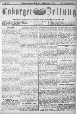 Coburger Zeitung Donnerstag 27. Februar 1919