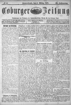 Coburger Zeitung Samstag 1. März 1919