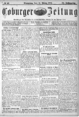 Coburger Zeitung Dienstag 18. März 1919