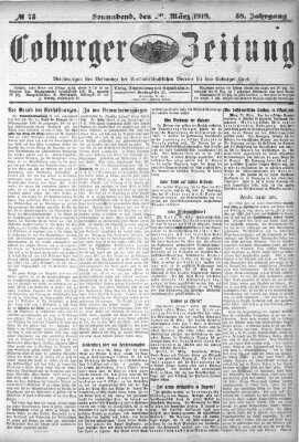 Coburger Zeitung Samstag 29. März 1919