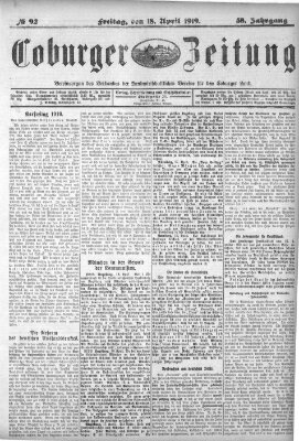 Coburger Zeitung Freitag 18. April 1919