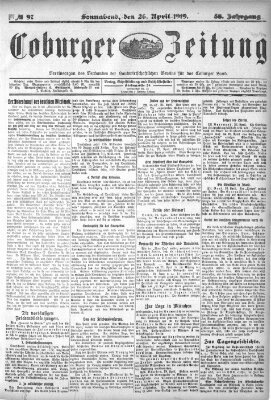 Coburger Zeitung Samstag 26. April 1919