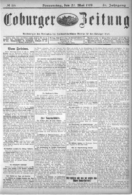 Coburger Zeitung Donnerstag 22. Mai 1919