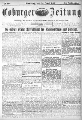 Coburger Zeitung Dienstag 24. Juni 1919