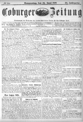 Coburger Zeitung Donnerstag 26. Juni 1919