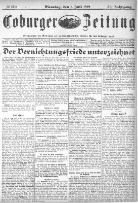 Coburger Zeitung Dienstag 1. Juli 1919