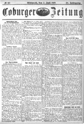 Coburger Zeitung Mittwoch 2. Juli 1919