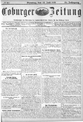 Coburger Zeitung Dienstag 22. Juli 1919