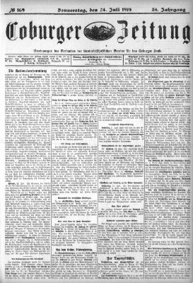 Coburger Zeitung Donnerstag 24. Juli 1919