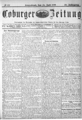 Coburger Zeitung Samstag 26. Juli 1919