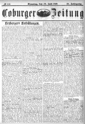 Coburger Zeitung Dienstag 29. Juli 1919