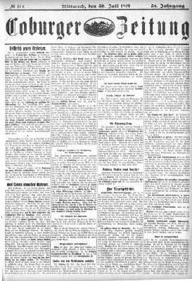 Coburger Zeitung Mittwoch 30. Juli 1919