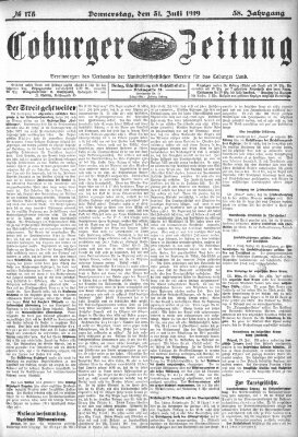 Coburger Zeitung Donnerstag 31. Juli 1919