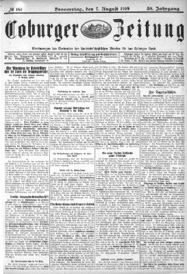 Coburger Zeitung Donnerstag 7. August 1919