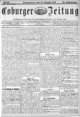 Coburger Zeitung Donnerstag 14. August 1919