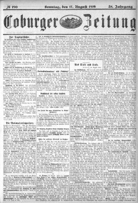 Coburger Zeitung Sonntag 17. August 1919