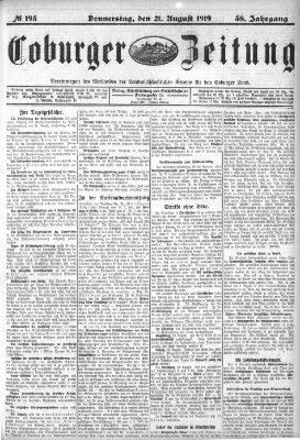 Coburger Zeitung Donnerstag 21. August 1919