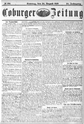 Coburger Zeitung Sonntag 24. August 1919