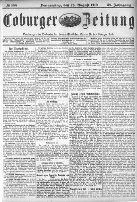 Coburger Zeitung Donnerstag 28. August 1919