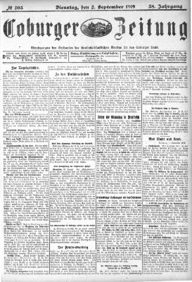 Coburger Zeitung Dienstag 2. September 1919