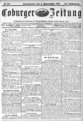 Coburger Zeitung Samstag 6. September 1919