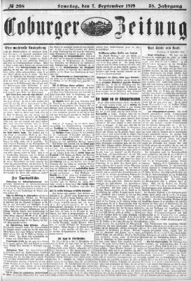 Coburger Zeitung Sonntag 7. September 1919