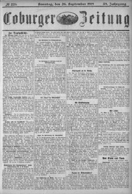 Coburger Zeitung Sonntag 28. September 1919