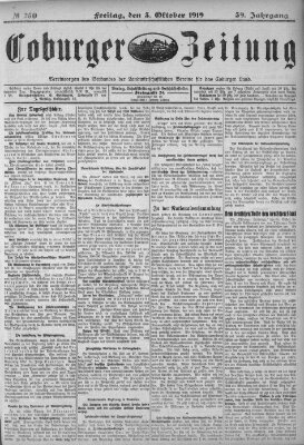 Coburger Zeitung Freitag 3. Oktober 1919