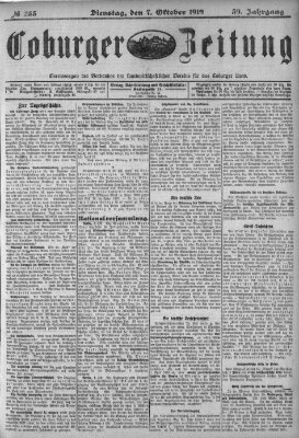 Coburger Zeitung Dienstag 7. Oktober 1919